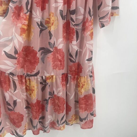 Lulus Blush Floral Wrap  Dress/ Beach Cover up - Picture 4 of 7